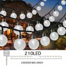 Dây đèn trang trí hình cầu năng lượng mặt trời dài 14,3/9,3/7,3 mét, 12 chế độ chiếu sáng, điều khiển bằng nút bấm, thích hợp cho sân vườn, cây cối, hiên nhà, đám cưới, tiệc tùng, Giáng sinh và các dịp khác. - ánh sáng trắng - Xem 9