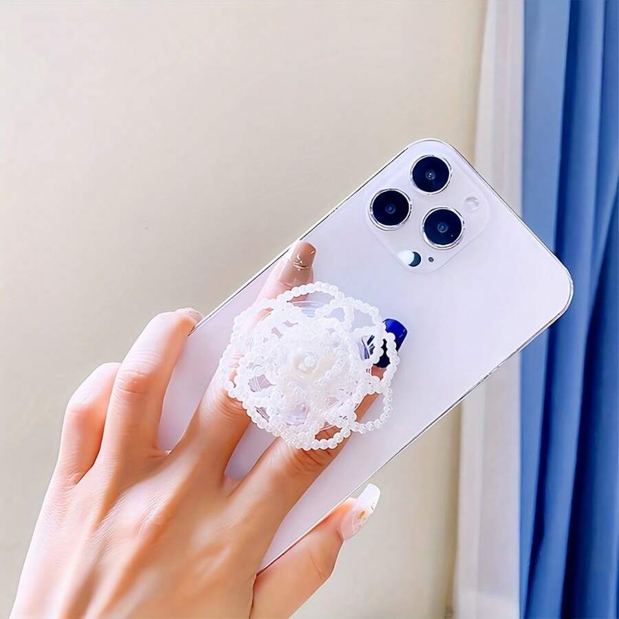 1个奢华闪亮花朵造型可折叠手机支架,360°旋转多角度可调,稳固支撑,适用于追剧、直播、办公、学生、厨房、床头、生日、情人节、送给闺蜜等场合,磁吸式桌面直播支架 - 彩色 - 查看 1