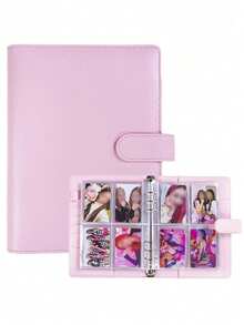 1pc A5 Size Korean Style Loose-Leaf Card Book, 25 Pages, 4 Card Slots, 200 Card Slots, PU Leather Cover, Convenient For Card Organization, Photo Album, Postcard Collection, DIY Notebook, Stationery Storage Box, Back To School Essential - Multicolor - View 2