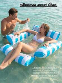 Durable Floating Chair Bed Foldable Inflatable Pool Chair For Vacationers Lightweight Portable  Ideal For Sunbathing Outdoor Pool Essentials Beach Essentials Pool Float Pool Accessories Pool Supplies Swimming Pool Inflatable Pool Pool Toys - Black-1pc - View 2