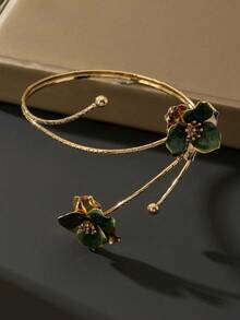 1pc Summer Sexy Vacation Style Handmade Gradient Green Flower Shaped Arm Cuff For Women - Green - View 4