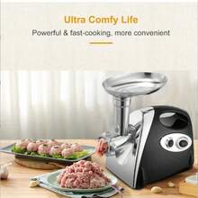 Meat Grinder Electric Vegetable Fruit Mixer Chopper Machine Sausage Maker For Hom Stainless Steel Meat Grinder Sausage Maker  Sausage Stuffer Tube And Kubbe Kit For Home Kitchen Use - Black - View 4