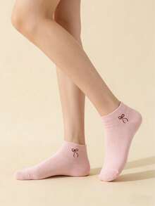 5 Pairs Heart Pattern Socks, Cute Girl's Mid-Calf Socks With Ruffle Trim, Korean/Japanese Style, Random Colors, Spring/Summer - Multicolor - View 4