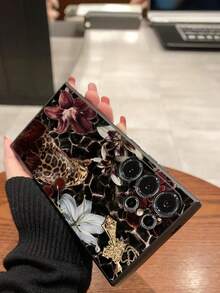 1pc Flower, Leopard, Cross Protective Case, Black TPU Soft Shell, Scratch & Drop Resistant, Compatible With Huawei Honor, Galaxy A04e/A05s/A13/A14/A15/A34/A35/A50/A52/A53/A54/S21/S22/S23/S24/S25/S25Ultra/S25 FE/S26/S26PLUS/S26ULTRA/S26 EDGE, 6A/7A/8A, 12T/13T/14T - Black - View 7