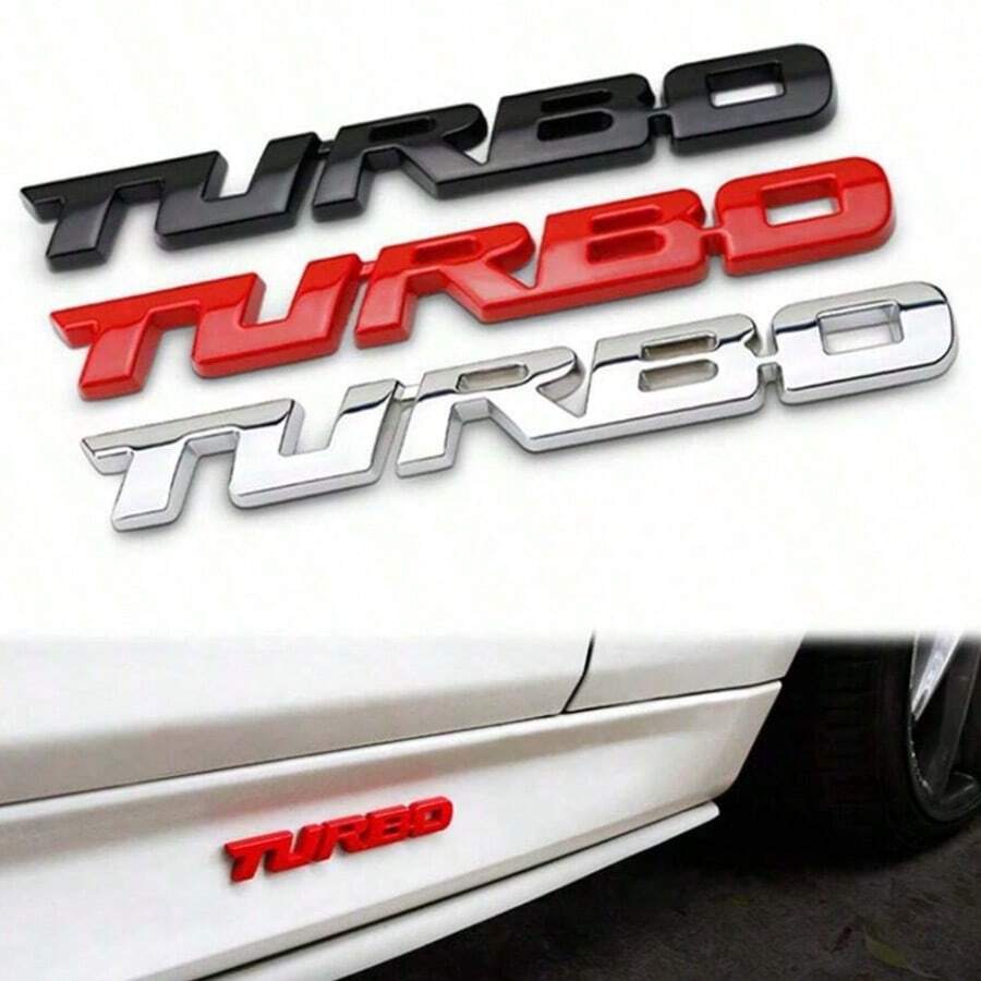 Nhãn dán xe hơi TURBO bằng kim loại, huy hiệu dán xe, logo gắn cốp sau, màu bạc/đen/đỏ (tùy chọn). - A - Xem 1