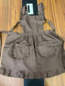 1pc Ruched Waterproof Apron, Vintage French Style Kitchen Apron With Pockets, Multi-Color Household Apron, Baking Barista Anti-Fouling Bib, French Atmosphere Household Essential! Gentle Colors + Exquisite Ruffle Details, Serves As Both Kitchen Apron And Fashion Item, Practical Gift For Women Who Love Life, Making Housework Elegant And Refined - Multicolor - View 7
