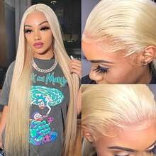 NATAN Recomtic 613 金色直发波波头假发 - 150% 密度。预先拔毛的巴西真人发，长度 20.32-35.56 厘米，自然逼真，带蕾丝前额。 - S613 - 查看 10