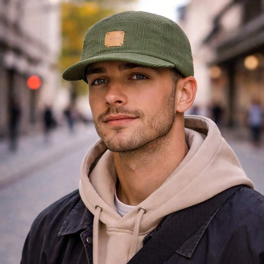Anth Co Five Panel Original Flat Brim Velvet Cap - Hijau - View 1