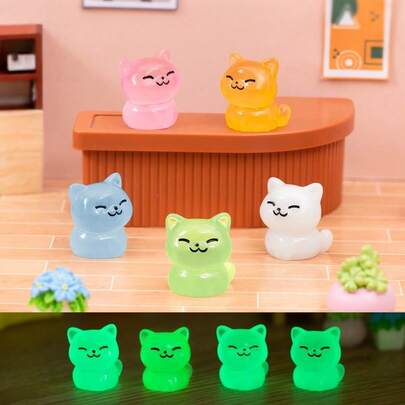 Bộ 12 mô hình trang trí phong cảnh thu nhỏ, hình hổ và gấu nhỏ dễ thương phát sáng trong bóng tối, phụ kiện trang trí bàn làm việc, xe hơi, nhà cửa.