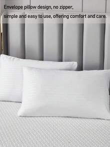 1/2 piezas Funda de almohada de satén blanco sólido (media funda de almohada, no se incluye el inserto de almohada), fibra de poliéster para uso diario, suave y amigable con la piel, adecuada para dormitorio, dormitorio principal, habitación de invitados, todas las estaciones, ropa de cama ligera para primavera y verano - Blanco - Ver 4