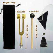 1 Set Aluminum Alloy Sound Therapy Tuning Forks, Gold Color 136.1Hz/256Hz Frequency, Includes Crystal Base, Triangular Stabilizer, Suitable For Meditation & Yoga - Multicolor - View 10