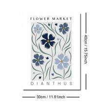1/3 piezas Conjunto de carteles de lienzo con flores botánicas azules enmarcados/sin marco, arte de pared floral minimalista y abstracto de Hortensia, Azafrán y Clavel para decoración de entrada, pasillo, apartamento, sala de estar, dormitorio, decoración del hogar moderna - A - Ver 15
