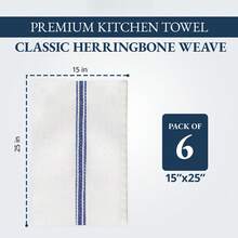 Kitchen Towel Set, 100% Cotton Hand Towels For Kitchen, Dish Towels For Drying Dishes, Lint Free, 14"X25", Good For Cleaning Windows, Ceramic Surface, Glass Stovetops - 藍色條紋 - 查看 10