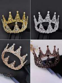 1 pieza Accesorio de pelo de novia colorido, Corona de reina, Elegante, Cumpleaños - 477 vueltas completas - Ver 11
