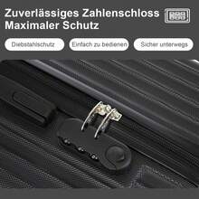 YONSLY 3‑Piece Suitcase Set 20/24/28 Inches With 4 Wheels 360° Double Maintenance Zipper Mesh Pocket Combination Lock Soft Rubber Handle Lightweight - 黑色 - 查看 2