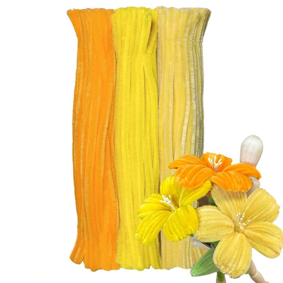 Golden Yellow Orange Pipe Cleaner, Upgraded DIY Craft Set, Suitable For Mother's Day, Graduation Ceremony, Includes Dark Green, Olive Green, Moss Green And Mint Green, Suitable For Handmade, Projects And Cleaning Purposes, With Rough And Fuzzy Lines And Accessories | Lima Pipas Floral And Craft, Classroom Projects, Holiday Decor