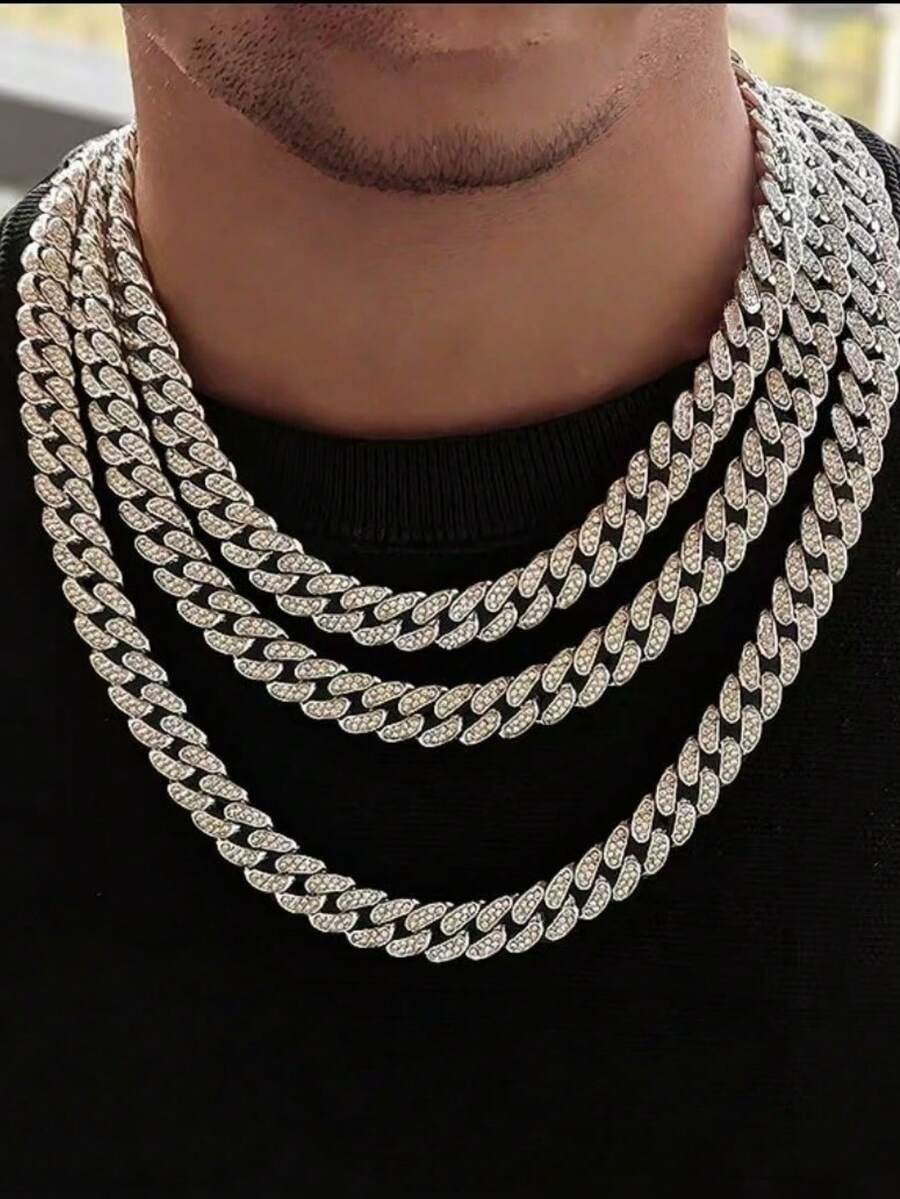 1 buah Kalung Rantai Kuba Miami Hip-Hop 18-24 Inci, Perhiasan Kalung/Gelang Hip-Hop Serbaguna Unisex untuk Musim Panas, Cocok untuk Pemakaian Sehari-hari