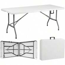 Mesa Plegable 1.80 Metros Portatil Comedor para Jardin Plegable Mesa De Plastico Resistente Tipo Portafolio Tablon de Trabajo Multiusos Comedor Grande para Jardin - 1 - Ver 4