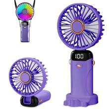 Portable Handheld Electric Fan With LED Display, USB Rechargeable Personal Travel Fan, 6-Speed Adjustment, Phone Holder, Suitable For Office, Bedroom, Camping, School And More - Handheld - View 12