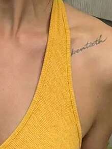 Women's Yellow Camisole, Front Twist Design, Regular Length, High Stretch Fabric Camisole - Yellow - View 4