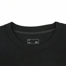 LI-NING Men's Ice-Feel Moisture-Wicking T-Shirt, Tennis Theme Print Breathable Casual Tee AHSW275 - 黑色 - 查看 4