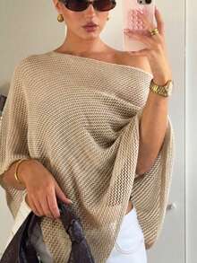 Fashionable Hollow Out Coverup With Patterned Design, Suitable For Beach & Vacation - Apricot - View 4