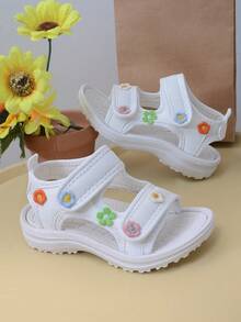 1 Pair Beautiful Baby Girl Fashion Beach Sports Sandals, Vintage Embroidered Strap Design, Lightweight And Easy To Put On/Take Off, Suitable For Indoor/Outdoor Summer Wear - White - View 7