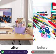 Camelmother Pen Holder For Desk With 5 Slots 360°Rotating Pencil Holder Makeup Organiezr Teacher Supplies Office Decor (Purple) - ColorF - 查看 3