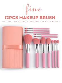 12支化妆刷套装+1个收纳袋 - 粉色 - 查看 2