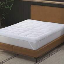1 tấm lót nệm dày 4 inch - Lớp đệm chần bông mềm mại 800 GSM, có túi sâu - trắng - Xem 11