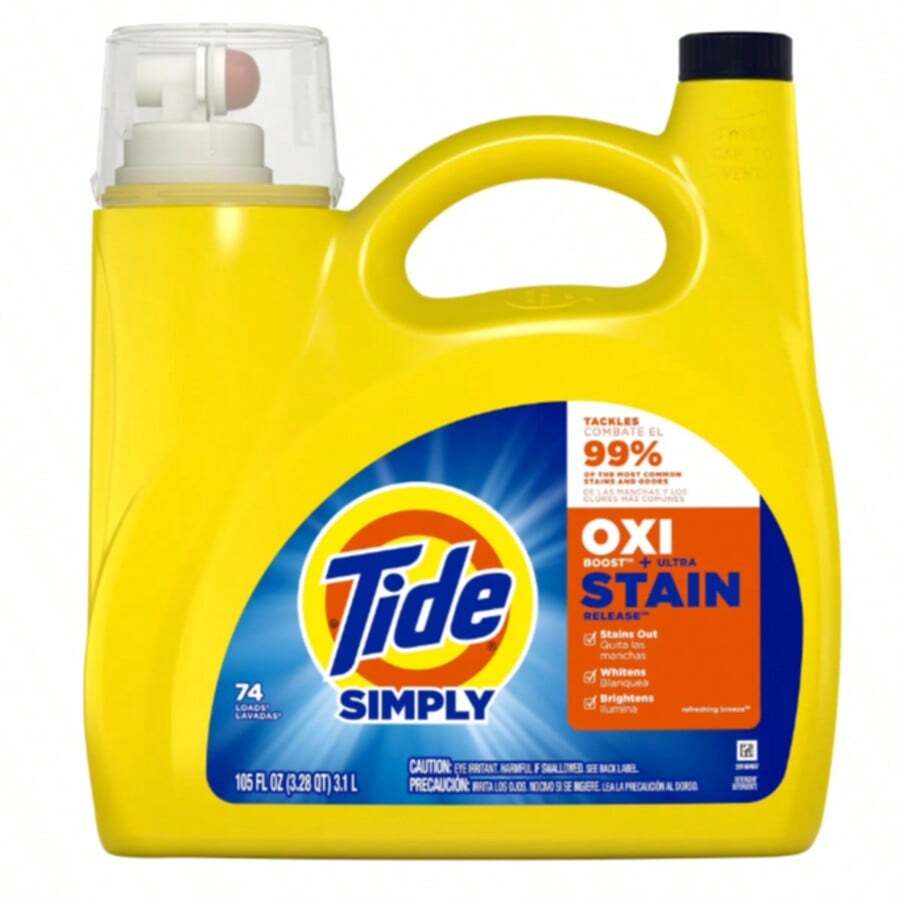 Tide Simply Oxi Boost Liquid Laundry Detergent Refreshing Breeze Scent 105 Fl Oz 74 Loads Ultra Stain Release - Detergent - View 1