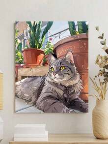 DIY无框丙烯画套装 - 可爱猫咪，40*50厘米，艺术个性化定制，适合卧室装饰和艺术墙，简单有趣的绘画体验，无需绘画经验，实现你的绘画梦想，沉浸在缤纷多彩的世界中，每一笔都是自我表达，为生活增添浪漫气息，是馈赠亲朋好友的最佳礼物 - 多色 - 查看 4