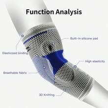 Vilico 1pc High Compression Elbow Sleeve, High-Performance Silicone Elbow Pad With 4-Way Support And Double-Sided Embedded Silicone Rings, Suitable For Tennis, Fitness, Running, Skiing, Basketball, Ideal Gift! - Multicolor - View 3