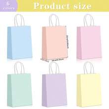 12/18/24/30 piezas Bolsas de regalo de fiesta de cumpleaños con macarons de colores, 6 series pastel con asas, material de papel, tamaño 22*16*8cm, adecuado para fiestas de cumpleaños, bodas, compras minoristas, envoltura de regalos y decoración, eventos empresariales, vacaciones - View 3