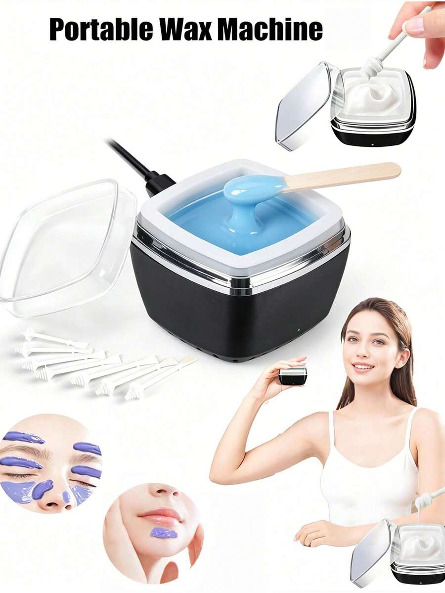 新款迷你蜡加热器带加热罐，便携式快速加热器，适用于鼻部、耳部、面部、眉部、唇部、比基尼线和腋下脱毛 - 易于清洁，小巧便携，适合居家和旅行脱毛，蜡加热器脱毛器（USB接口）