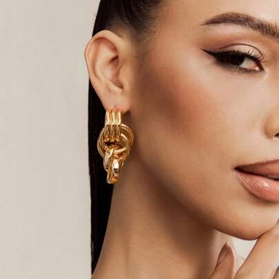 Altistry 1 Pair Fashionable, Stylish And Minimalist Geometric Circle Earrings, Suitable For Daily Wear