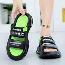 Men's Comfortable Sandals, 2026 New Summer Outdoor Slip-On Slippers, Soft Sole Anti-Slip Beach Flip Flops - Black and Green - View 6