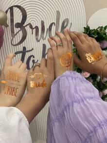 16 Blatt Junggesellinnenabschied Tattoo Aufkleber wasserfest Glitzer Hochzeit temporäre Tattoos Gold Freundin Braut Tattoo funkelndes Herz Metallic Tattoo für Junggesellinnenabschied Brautjungfer Geschenk Sommer Festival Musik Abschlussball - Gold - Übersicht 5