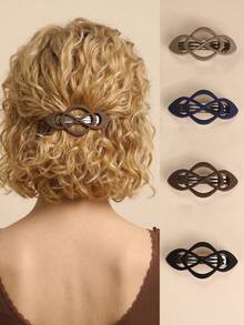 1 pieza/4 piezas Accesorios para el cabello de mujer, Elegante clip de pinza para cola de caballo con lazo cruzado de color oscuro de moda francesa colorida, Elegante para uso diario, fiesta, decoración de reunión - Multicolor - Ver 1