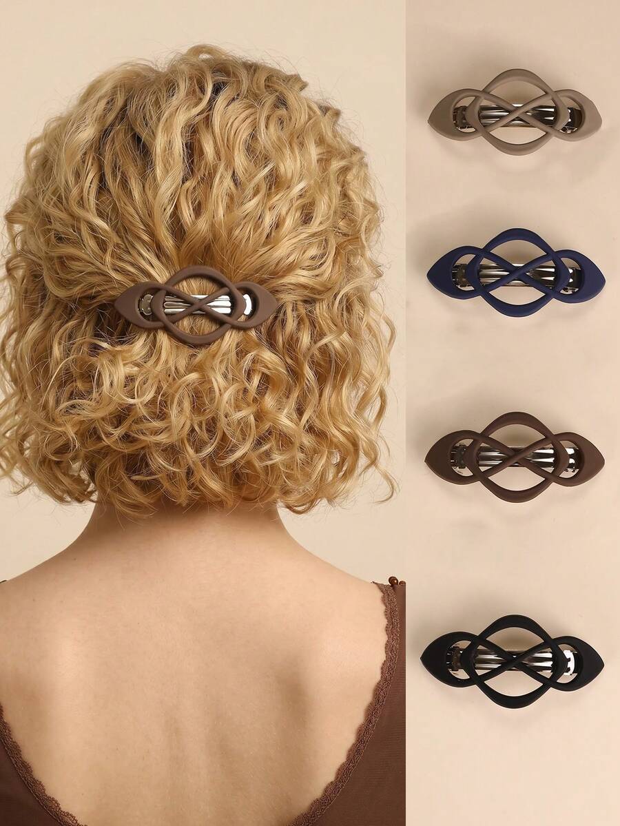 1 pieza/4 piezas Accesorios para el cabello de mujer, Elegante clip de pinza para cola de caballo con lazo cruzado de color oscuro de moda francesa colorida, Elegante para uso diario, fiesta, decoración de reunión - Multicolor - Ver 1