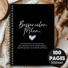 German Romantic Style Spiral Notebook, Cover With "Besserwissen Mhen" And Heart Pattern, Elegant Design. 100 Pages Writing Space, Suitable For Work Notes, Study, Diary Writing, Great For Graduation, Birthday Gifts - B - View 7