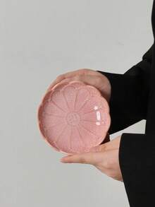 1pc/2pcs/4pcs/6pcs/8pcs Pink Ceramic Flower Shaped Plates, Cute Sakura Small Dishes, Japanese Embossed Floral Sauce Bowls Suitable For Sushi, Snacks, Desserts, Tea Bags, Home, Restaurant, Kitchen Tableware - Multicolor - View 14