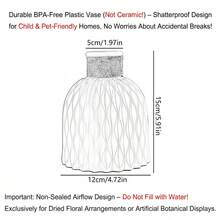 1 pièce Vase décoratif de style bohème minimaliste moderne, léger et incassable, finition mate résistante à l'eau, en matière plastique de haute qualité, style nordique de ferme moderne, disponible en noir, gris, rose, blanc unicolore, design sphérique arrondi en haut, texture 3D ondulée, livré avec un décor de corde de jute naturelle au cou - A - Voir 3
