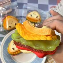 1PC Creative Simulation Sandwich, Toast, Kneading Music, Stress Relieving Toy, Layered Burger, Creamy Texture, Cute Stress Relieving, Birthday Gift - Christmas Gift - Perfect Gift - Gift - Multicolor - View 4