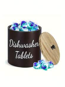 Rustic Dishwasher Capsule Holder With Lid Dustproof Bead Storage Bucket For Detergent Pods Tablets Refillable Dishwasher Pods Container Laundry Pods Organizer For Kitchen Home Detergent Block Storage Box Laundry Room Accessories Bathroom Accessories - Multicolor - View 14