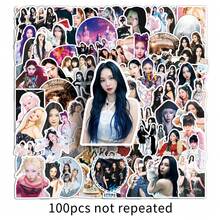100张Aespa贴纸，K-POP女团手机壳贴纸，防水贴纸，办公用品，Aespa学习用品，X，DIY贴纸，装饰贴纸，Karina卡通贴纸，动漫主题贴纸，适用于手机、行李箱、笔记本电脑、水瓶和吉他 - 彩色 - 查看 2