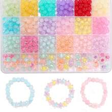 Bộ 480 món đồ làm vòng tay, bộ dụng cụ tự làm vòng tay hạt cườm gradient 8mm với hạt hình ngôi sao, hoa và bí ngô, món quà sinh nhật hoàn hảo cho bé gái. - Hạt Macaron chuyển màu - Xem 8