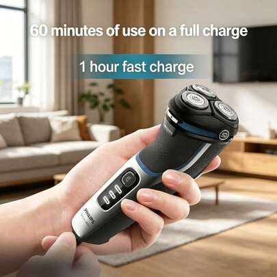 PHILIPS S3216/12 Electric Shaver, Cordless Razor With Precision Trimmer, Powerful Motor, Fully Washable, Close Shave, Long-Lasting Battery, Fast Charging, Wet & Dry Use