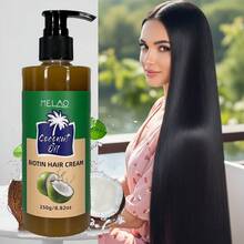 MELAO椰子油生物素护发霜，深层滋养护发霜，蕴含椰子油和生物素，适用于干枯受损发质，修护滋养，抚平毛躁，增添光泽和柔软度，250克/8.82盎司 - 正裝 - 查看 6