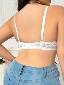 mimilemon Áo ngực không dây ren trắng size lớn cho nữ - đệm mút, cúp 3D thoáng khí thoải mái và nâng đỡ hai bên - trắng - Xem 6